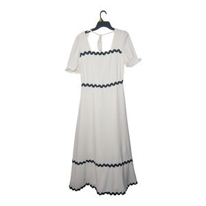 BTFBM White Cream Dress Long Black Trim Size Large